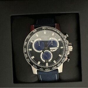 Tissot Men's Black and Blue Chronograph Watch